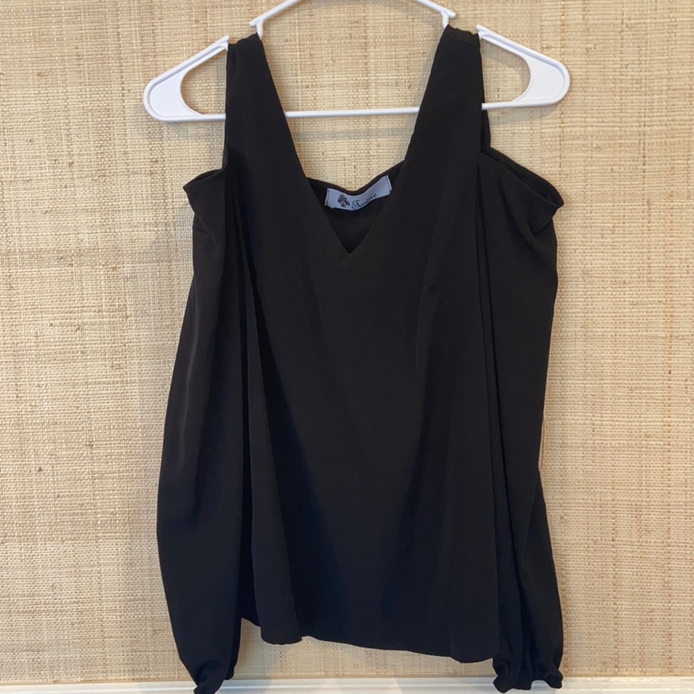 Black blouse, open shoulder, size small